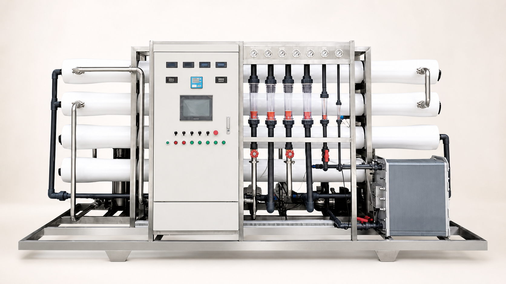 Unbranded large-flow reverse osmosis and EDI purification skid