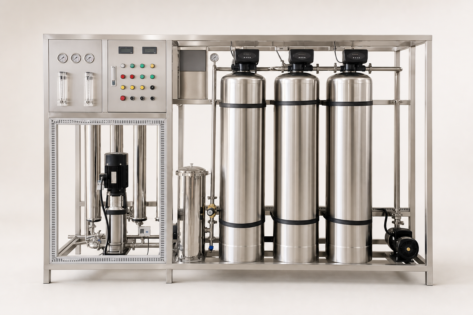 Unbranded stainless-steel double-pass reverse osmosis treatment skid